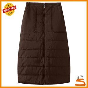 Quilted Puffer Skirt with Pockets, Insulated Winter Skirt, Zip Front